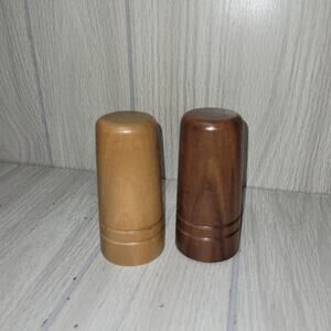 Vtg Wood Salt & Pepper Shakers Solid American Walnut New In Original Box